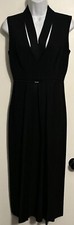 Francisco Costa For Calvin Klein Sleeveless Black Dress Satin Trimmed Midi Sz. 4