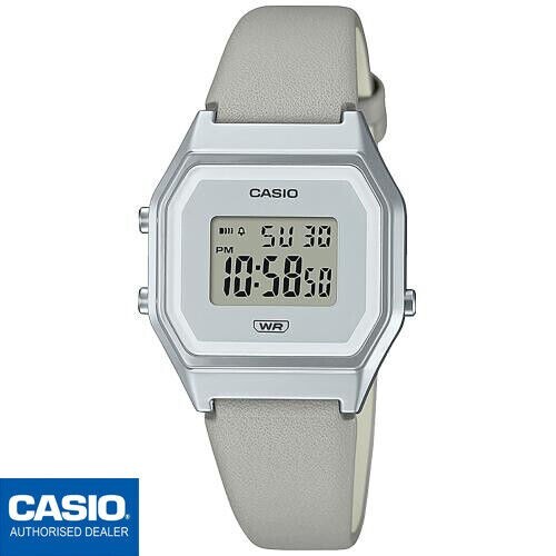 CASIO LA680WEL-8EF⎪Vintage ICONIC⎪Mujer⎪MEDIANO⎪Plateado⎪CORREA GRIS