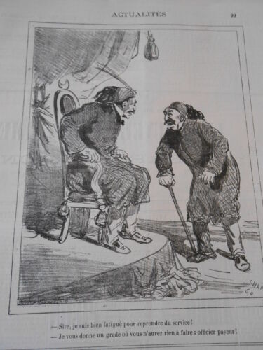 Typo Caricature 1877 - Le sultan Turquie un grade officier payeur ! - Bild 1 von 1