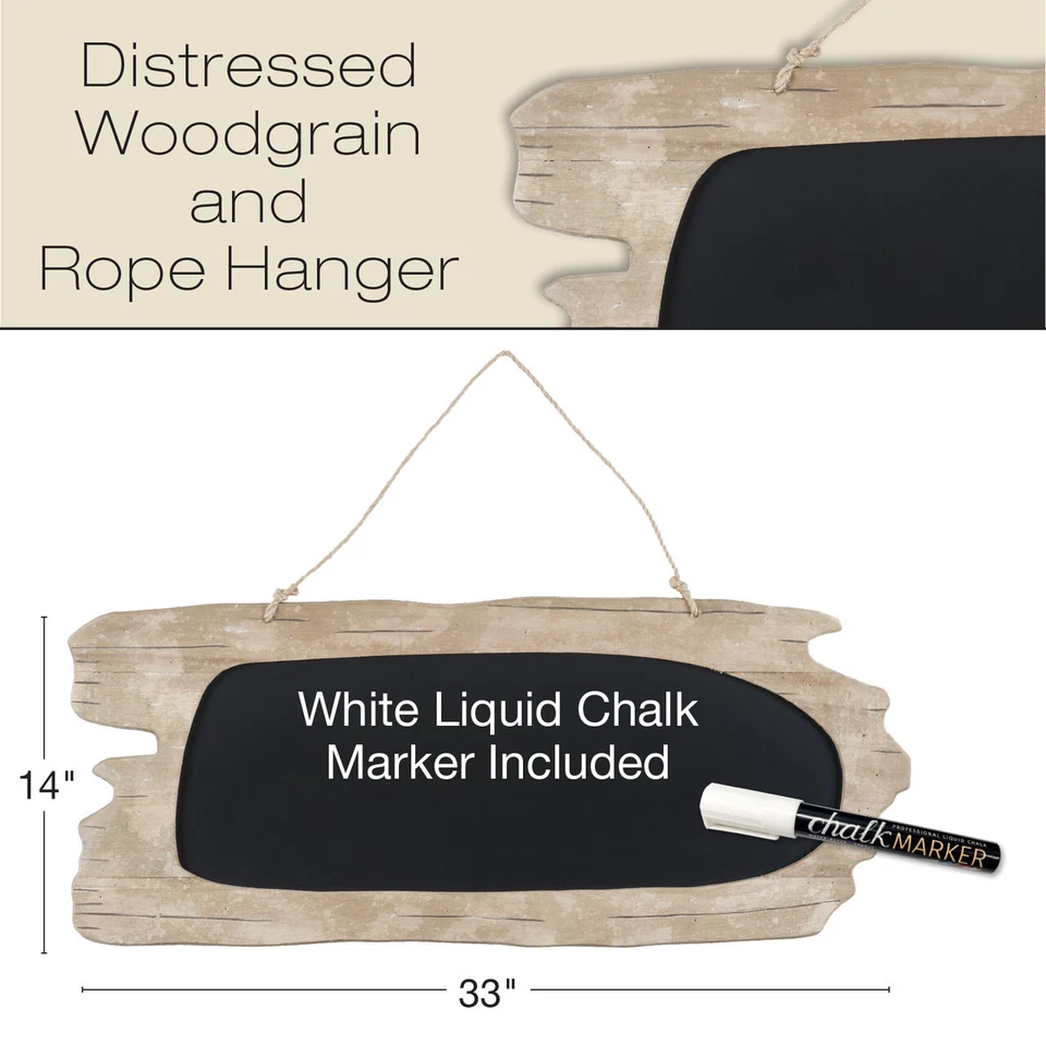 Rustic Barnwood Wall Mounted Hanging Chalkboard Sign 33"x14" - Image 2 of 4