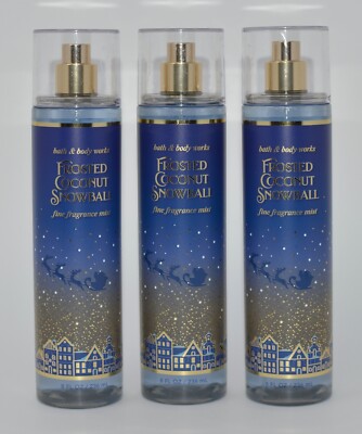 3 BATH & BODY WORKS FROSTED COCONUT SNOWBALL FINE FRAGRANCE MIST BODY SPRAY 8 OZ