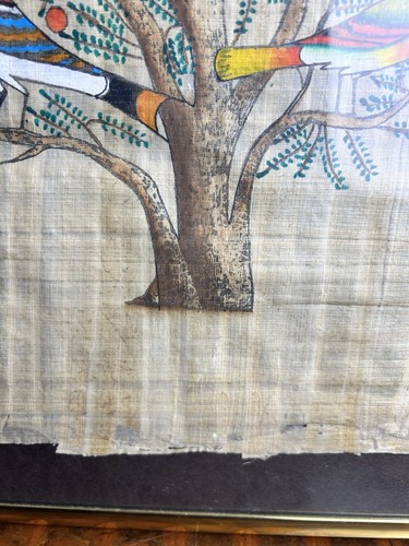 Raro papiro egizio vintage dipinto a mano albero della vita 20 x 17 - Foto 5 di 12
