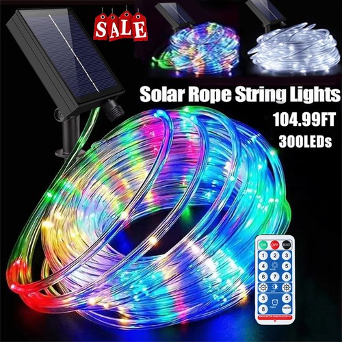 32M 300 LED Solar Rope Tube Lights Colorful String Light Outdoor Garden ...
