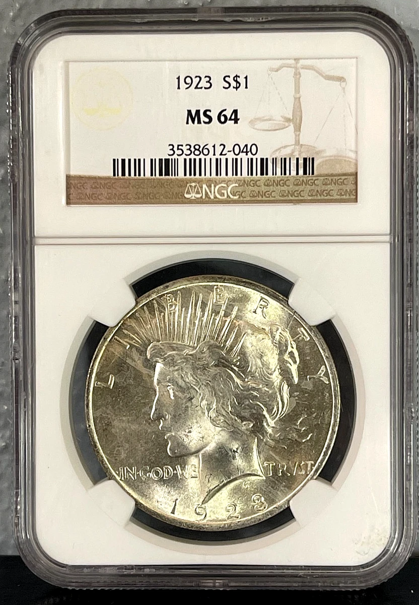 MS 64 Graded 1923 Year NGC Certified Peace Dollars (1921-1935) for