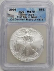 2006 MS-70 FIRST DAY OF ISSUE ICG GRADED BALD EAGLE U.S. FLAG LABEL
