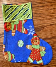 Gingerbread Men # 1  Mini Christmas Stocking Gift Card Holder 5 1/2" X 4 1/4"