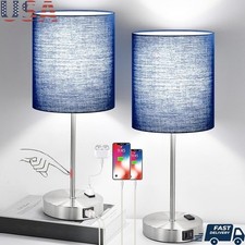 3 Way Dimmable Touch Control Table Lamp USB C Charging Ports LED Bulbs Included