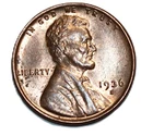 1936-S Lincoln Head Cent Wheat Penny San Francisco Mint RD Red Luster AU+