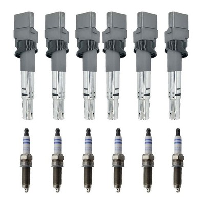 Eldor 6 Ignition Coils Bosch Iridium Spark Plugs Kit for Q7 Touareg Passat 3.6L