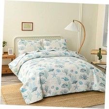Ocean Quilt Set Size Coastal Beach Theme Bedding Lightweight King Green