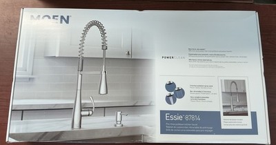 New MOEN 87814 ESSIE Spring Pre-Rinse Pulldown Kitchen Faucet Chrome B180