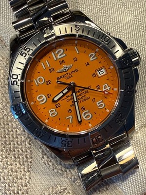 BELIEBTES MODELL! BREITLING SUPEROCEAN ORANGE AUTOMATIK REF.: A17360 PAPIERE/BOX