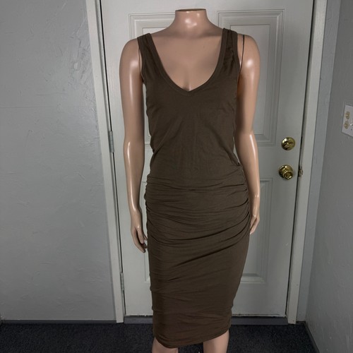 Standard James Perse Women's Dress 2 Medium Career Ruched Cotton Racerback C3-4
