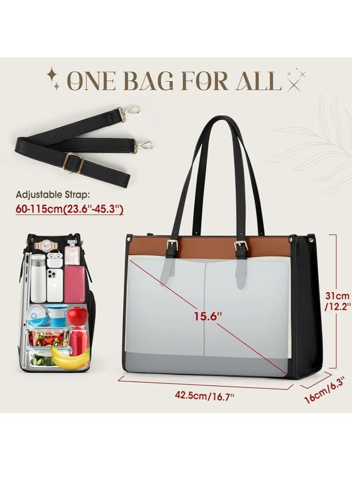 Laptop Bags for Women with Insulated Leakproof Lunch Compartment 15.6 Inch - Image 4 of 4