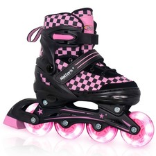 Nattork Adjustable Inline Skates for Kids Teens, Illuminating Wheels Blades R...