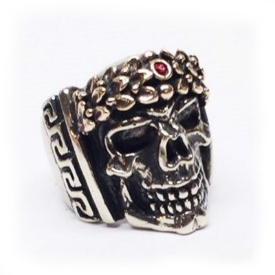 Caesar Head Skull Silver Ring