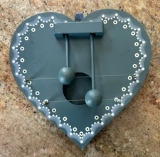 Vintage Blue Wooden Heart Door Harp Door Knocker Cottagecore Grandmacore