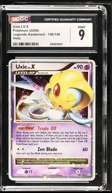 CGC 9 MINT Uxie LV.X 146/146 Legends Awakened Holo Pokemon Card