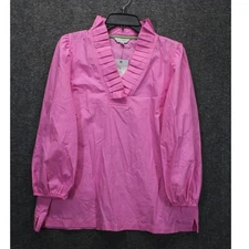 Crown & Ivy Women's XL Long Sleeve Ruffle Neck Pink New