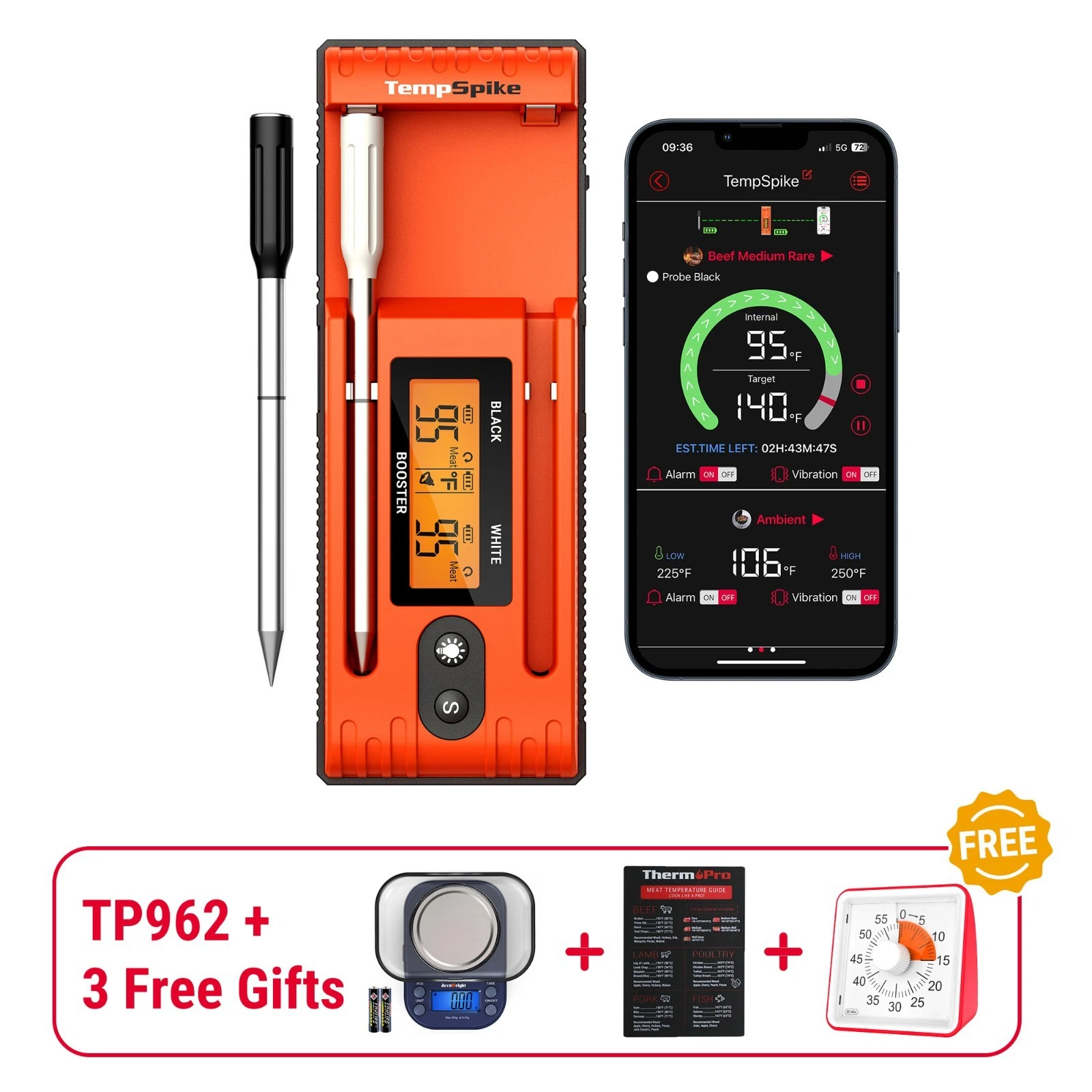 ThermoPro TP962 500FT Wireless Meat Thermometer 2 Probes Turkey/Beef Rotisserie
Opens in a new windo