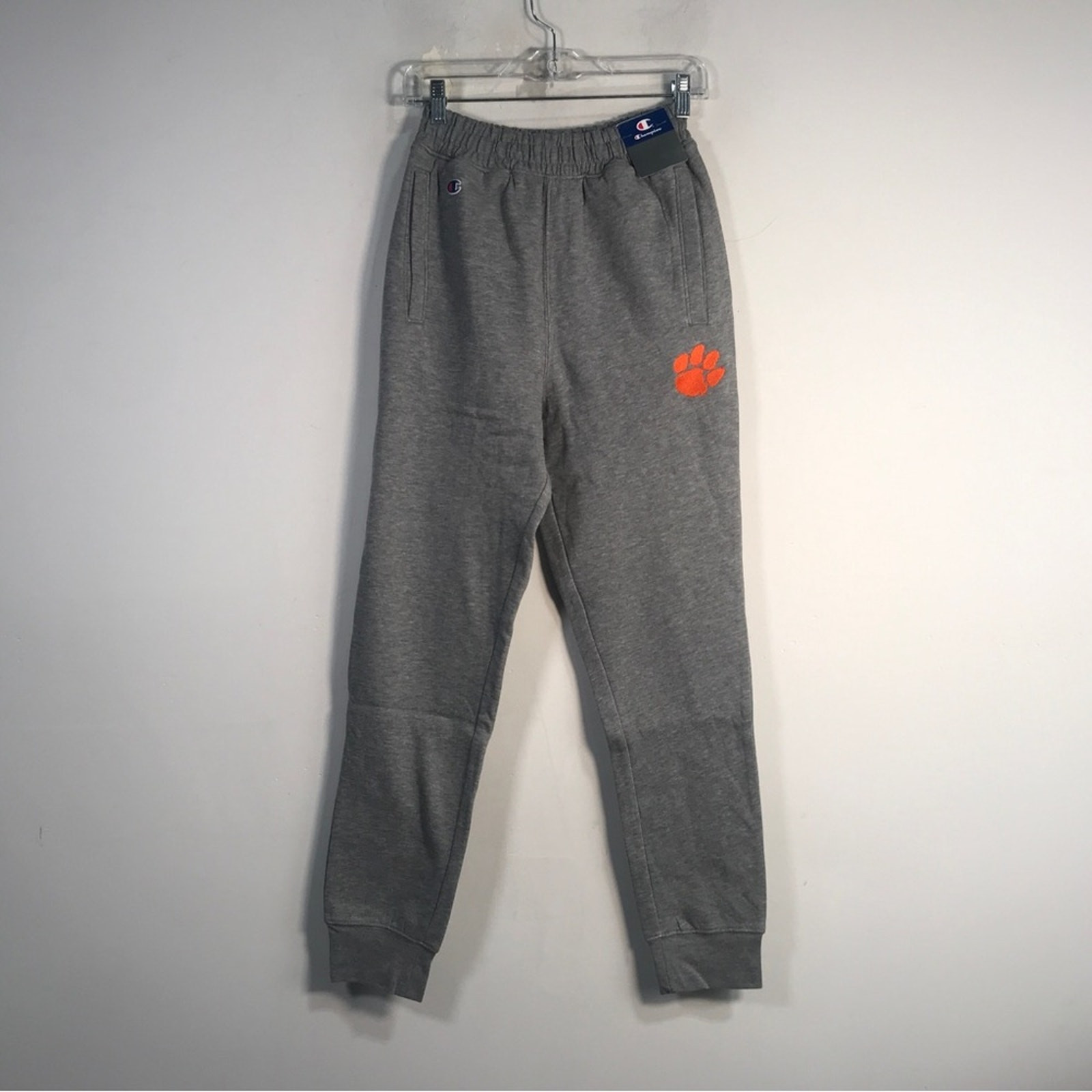 Champion Clemson Logo Jogger Sweatpant, Unisex Adult S - Grey/Orange