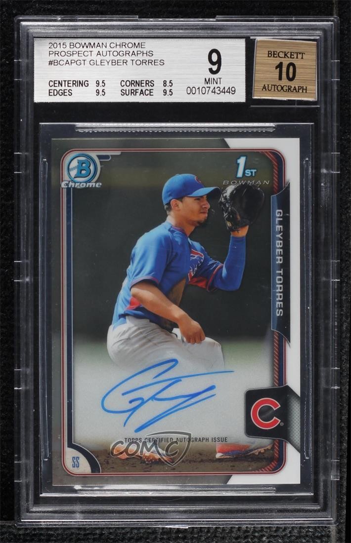2015 Bowman Chrome Prospects Auto Gleyber Torres #BCAP-GT BGS 9 MINT Auto b8k