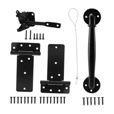 Wood Gate Hardware Set - Heavy Duty 6in T Hinge & Self-Locking Gate Latch & I...