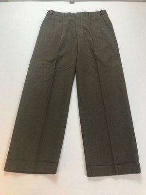 Haggar Black Label Dress Pants Mens 30x26 Brown Pleated Cuffed Expand Waist