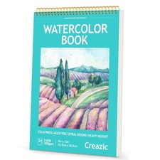Watercolor Paper Pad 9x12 Inch 24 Sheets 140lb 300g Spiral Bound Art Sketch