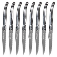 Laguiole Style Steak Knives Set of 8 Serrated Stainless Steel Dishwasher Safe