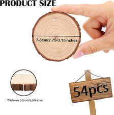 Wood Slices 54 Pcs 2.8-3.1 Inch Natural Wood Craft Decor with Holes for DIY