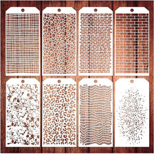 8 Pieces Stencils for Crafts, Leopard Brick Dot Layering Stencils Mixed Media Te