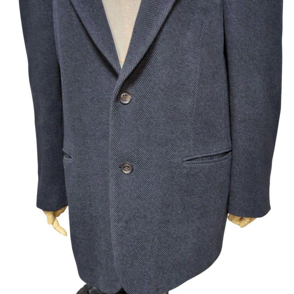 Burberry London Wool Jacket Navy L Herringbone Tailored US Size M Authentic - Image 4 of 4