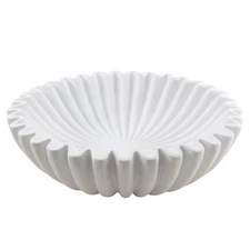 Large Modern White Ruffle Bowl - Fruit, Catch All, Kitchen, Entryway Decor