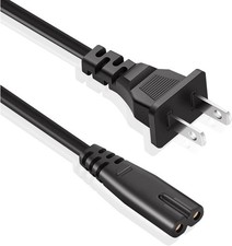 2 Prong AC Power Cord for Xbox One X S, Series X PS5 PS4 PS3, Black