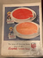 Vintage 1930's CAMPBELL Tomato Soup Ad Framable Collectible