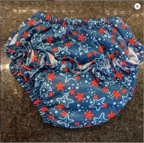 FREE SHIP SHIPSAVE IPLAY swim bottoms toddler reusable 24M Blue Stars Ruffle