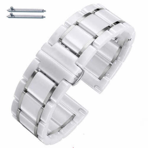 White Elegant Ceramic Replacement Watch Band Butterfly Clasp Quick Release #8004 - Afbeelding 1 van 5