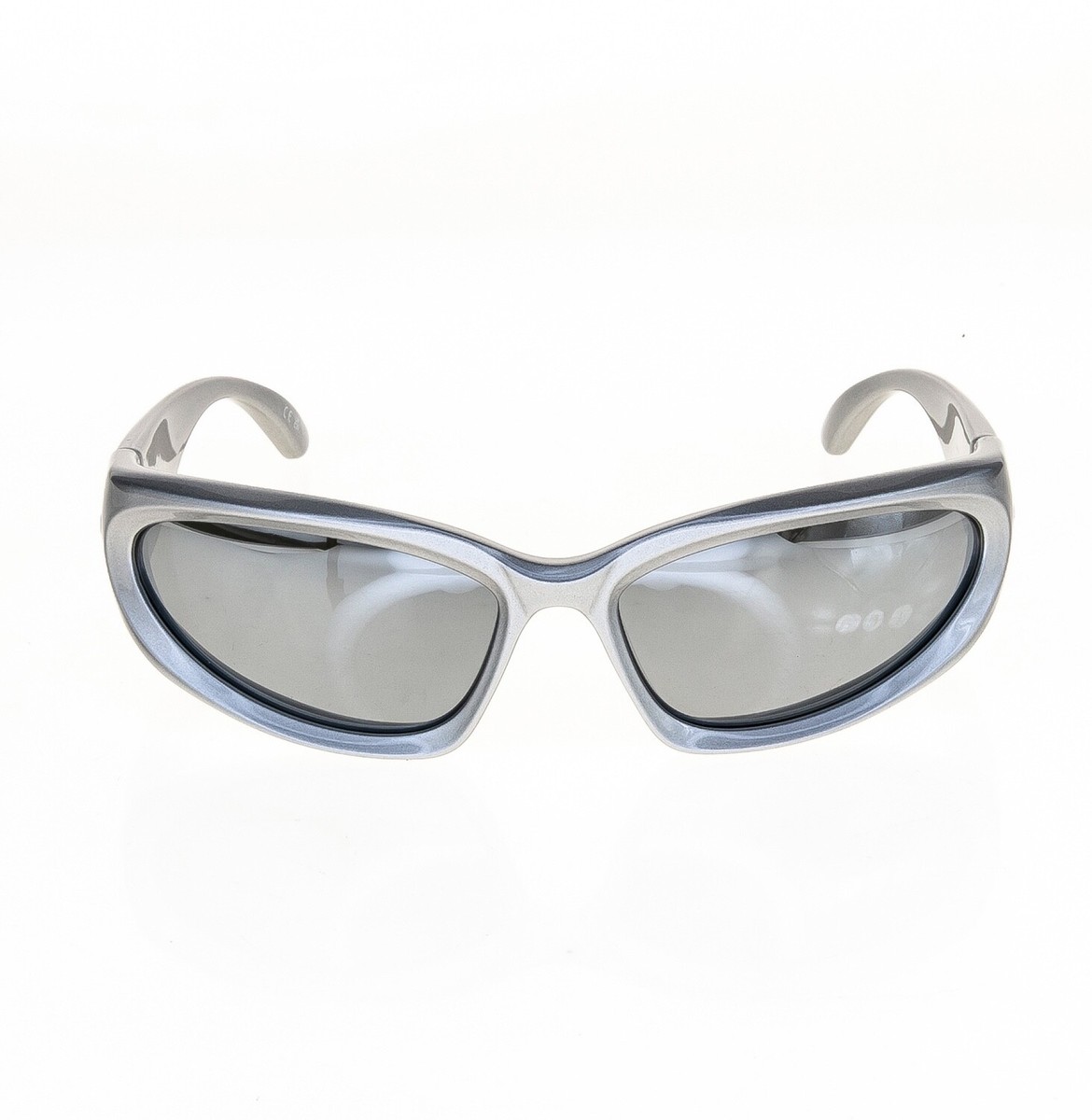 BALENCIAGA SWIFT 0157 Silver Mirror Logo Print Wrap Mask BALENCIAGA SWIFT 0157 Silver Mirror Logo Print Wrap Mask