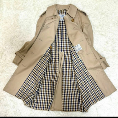 Aquascutum Aqua5 Club Check Trench Coat Beige Unisex Spring Coat 