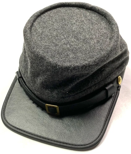 CIVIL WAR CSA CONFEDERATE INFANTRY DARK GREY WOOL KEPI FORAGE CAP HAT-LARGE