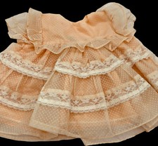 Martha s Miniatures Dotted Swiss Pastel Peach Infant Dress Party Full Circle Vtg