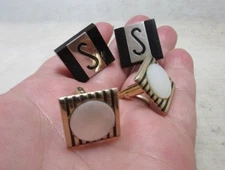2 Swank Men's Cufflinks. Mother of Pearl & S monogram