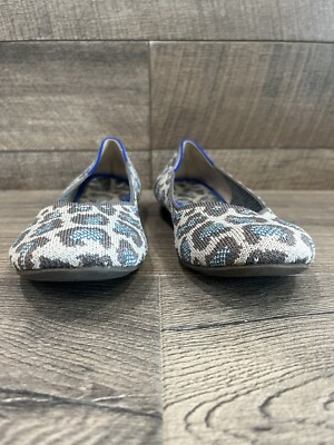 Rothy’s Gray Blue Spotted Leopard Print Round Toe Ballet Flats Shoes Size 6 The Daily Flat in Sable Spot | Women main image 4