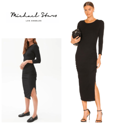womens silk midi dress Silk Midi Dress For Women Cowl Neck Pure Formal Dresses Black / L