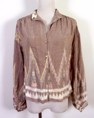 vintage 70s 80s Carol Keck 100% Rayon Shirt Top Southwestern SZ S  
