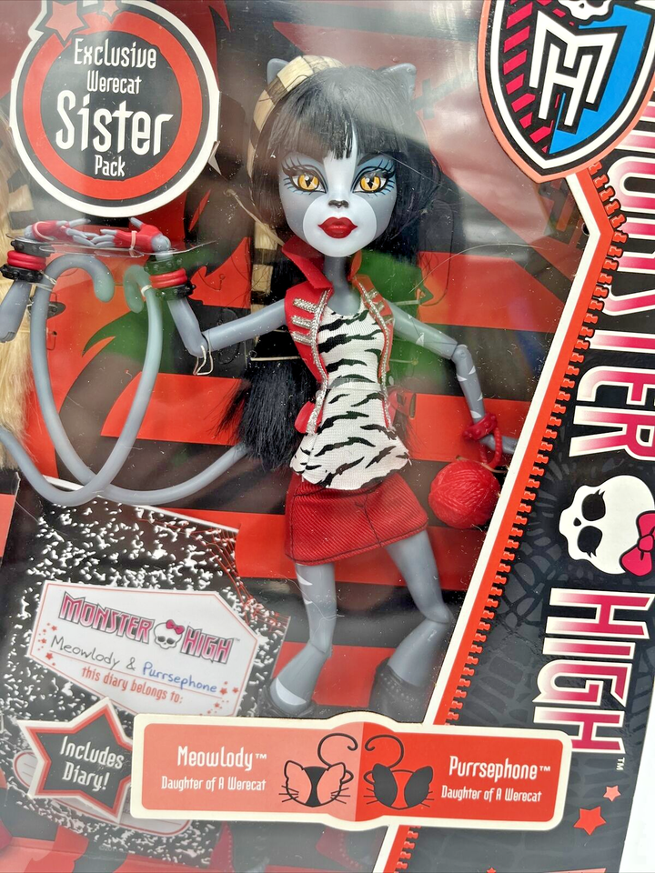 Monster High Werecat Twins Meowlody Purrsephone Sisters Campus Stroll 2 ...
