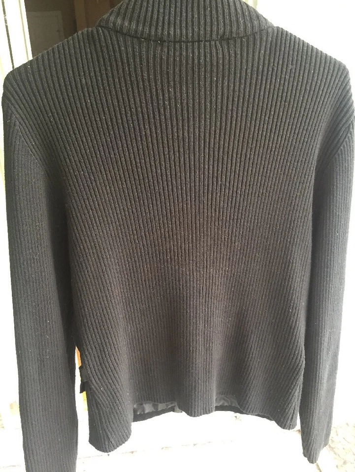 Suéter de cuero Cynthia Steffe piel algodón acanalado gamuza negra Foto 2 de 4