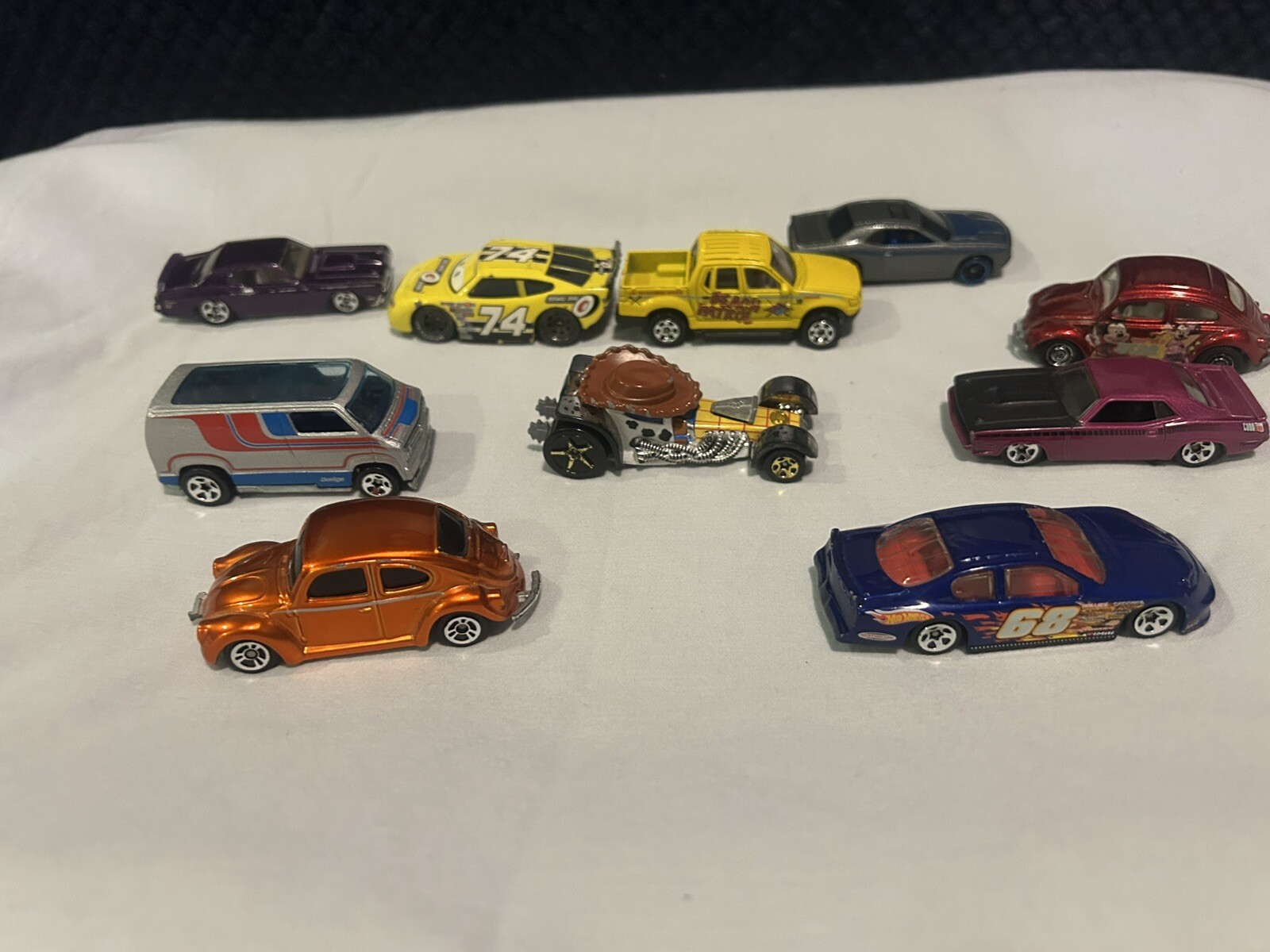 Hot Wheels Cars, Matchbox , Various Makes And Models Lot Of 10 Cars Woody Minnie