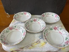 vintage noritake china floral flower set of 5 berry dessert bowls Bowl